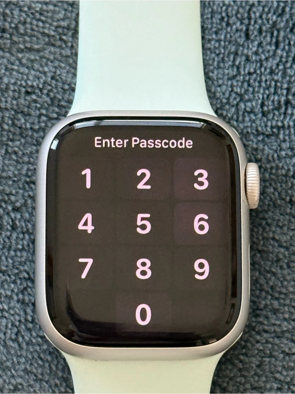 Apple Silver Smartwatch with Light Green Sport Band- Series 9